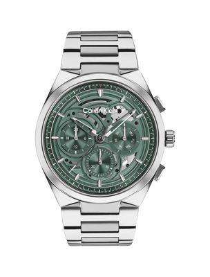 montre squelettée multifonction en acier inoxydable silver pour hommes calvin klein
