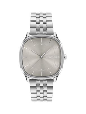 montre à cadran carré en acier inoxydable silver pour hommes calvin klein