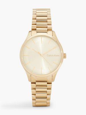 gold gold plated steel bracelet watch for adults gender inclusive calvin klein