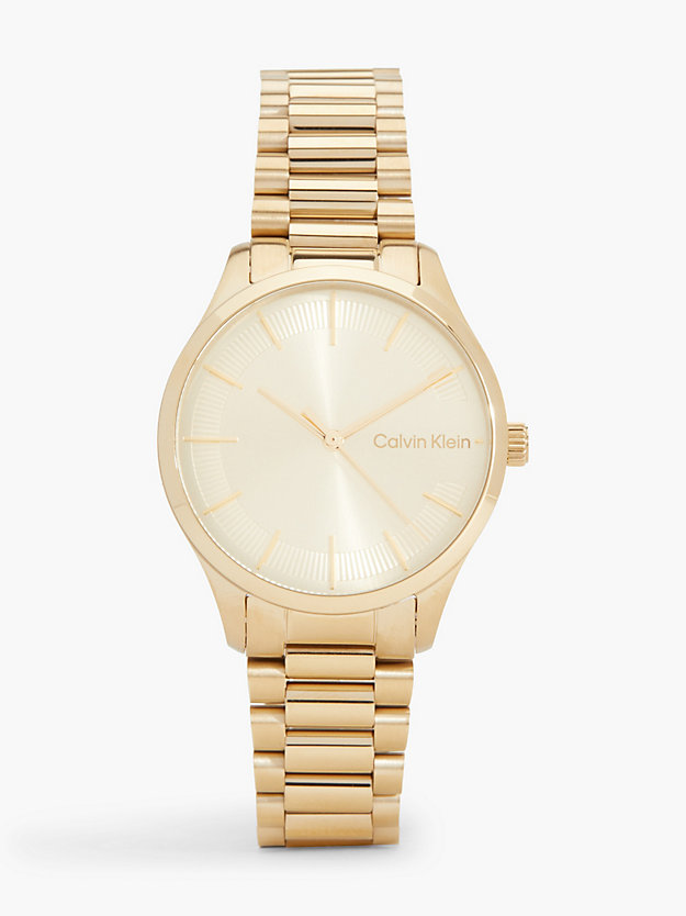 gold zegarek - iconic bracelet dla unisex - calvin klein