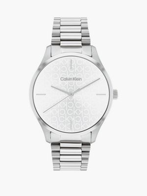 silver all-over monogram bracelet watch for adults gender inclusive calvin klein