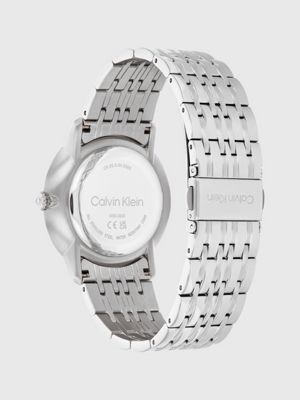 silver sunray dial bracelet watch for adults gender inclusive calvin klein