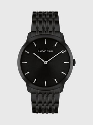 black minimalistic dial link bracelet watch for adults gender inclusive calvin klein