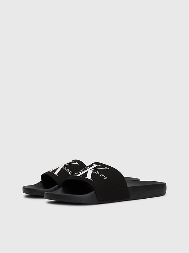 black recycled canvas sliders for men calvin klein jeans
