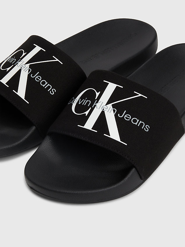 black recycled canvas sliders for men calvin klein jeans
