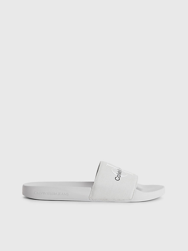 grey recycled canvas sliders for men calvin klein jeans