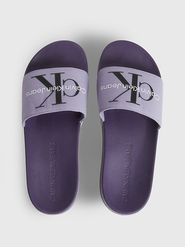 purple recycled canvas sliders for men calvin klein jeans
