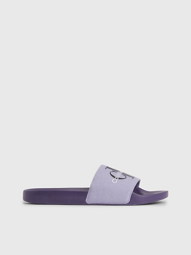 purple recycled canvas sliders for men calvin klein jeans