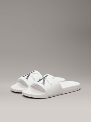 Chinelos Calvin Klein Jeans Slide Monogram Branco de Homem, YM0YM00061YBR