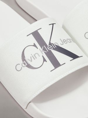 Chinelos Calvin Klein Jeans Slide Monogram Branco de Homem, YM0YM00061YBR