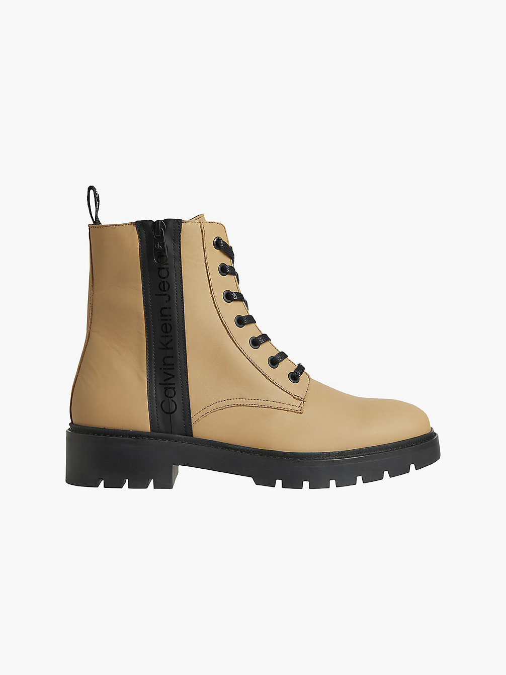 TIMELESS CAMEL Leather Boots undefined men Calvin Klein