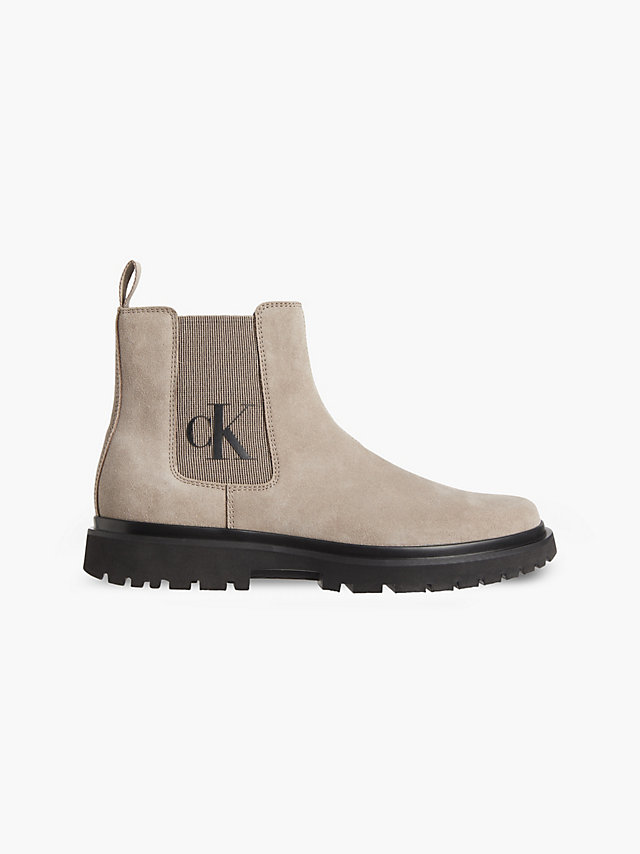 Perfect Taupe Suede Chelsea Boots undefined men Calvin Klein