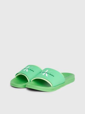 classic green/sharp green logo sliders for men calvin klein jeans