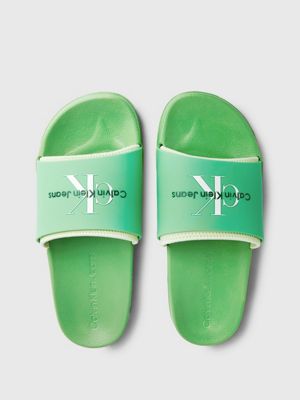 classic green/sharp green logo sliders for men calvin klein jeans