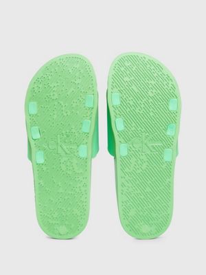 classic green/sharp green logo sliders for men calvin klein jeans