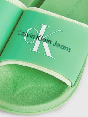 classic green/sharp green logo sliders for men calvin klein jeans