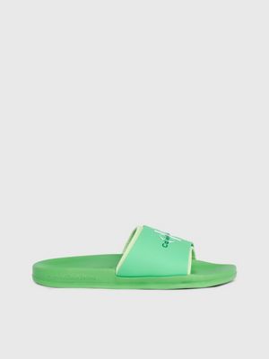 green logo sliders for men calvin klein jeans