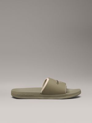 green logo sliders for men calvin klein jeans