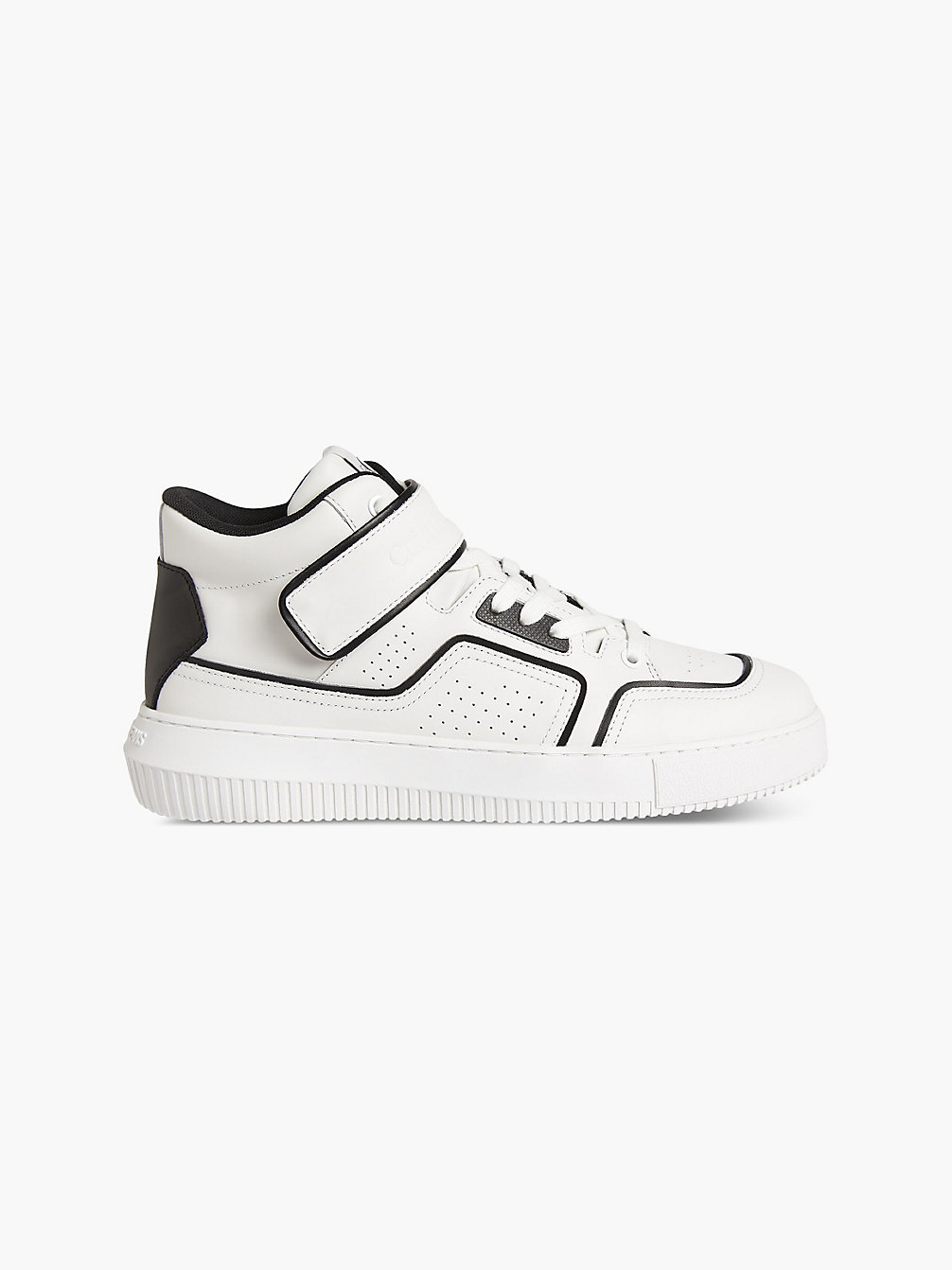 WHITE BLACK Leather High-Top Trainers undefined men Calvin Klein