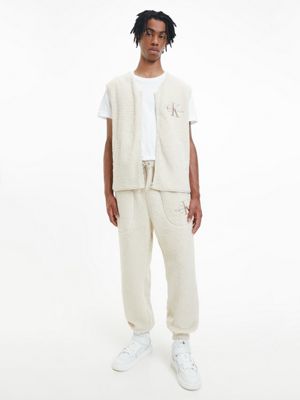 baskets montantes en cuir white pour hommes calvin klein jeans