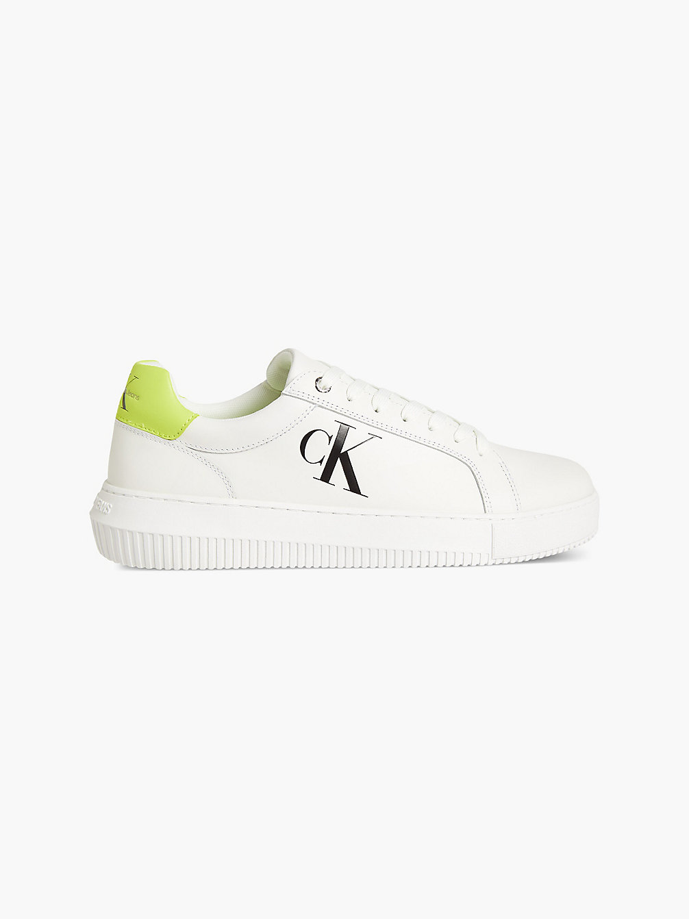 WHITE/SAFETY YELLOW Leder-Sneakers undefined Herren Calvin Klein