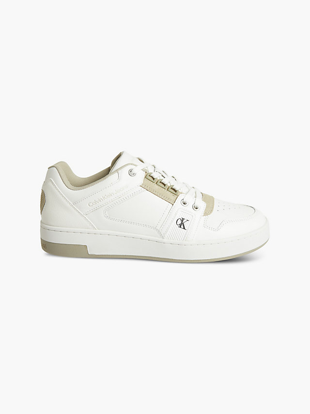 White/wheat Fields Leather Trainers undefined men Calvin Klein