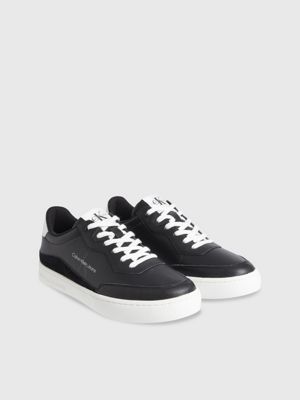 BLACK/WHITE Leather Trainers for men CALVIN KLEIN JEANS