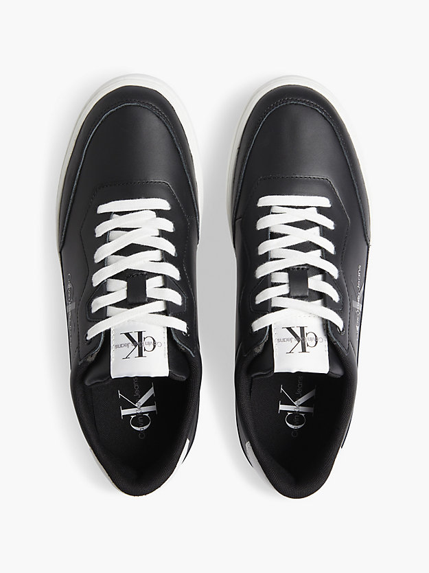 BLACK/WHITE Leather Trainers for men CALVIN KLEIN JEANS