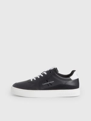 BLACK/WHITE Leather Trainers for men CALVIN KLEIN JEANS