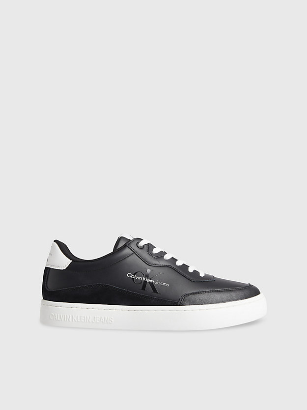 BLACK/WHITE Leather Trainers for men CALVIN KLEIN JEANS