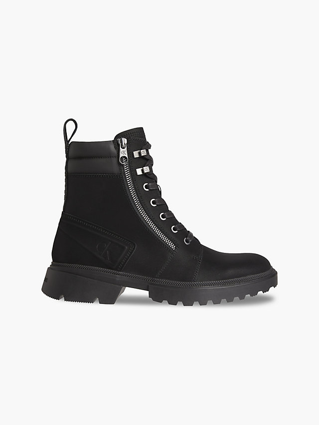 Black Leather Chunky Boots undefined men Calvin Klein
