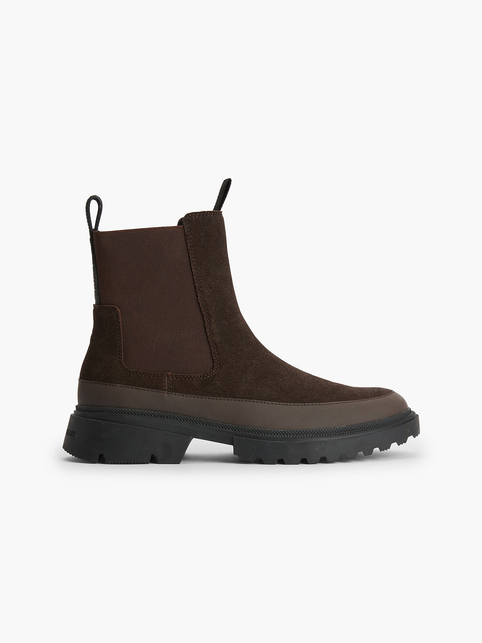 Mocha Brown Suede Chunky Chelsea Boots undefined men Calvin Klein