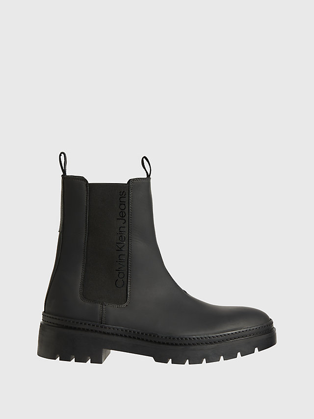 Black Leather Chelsea Boots undefined men Calvin Klein