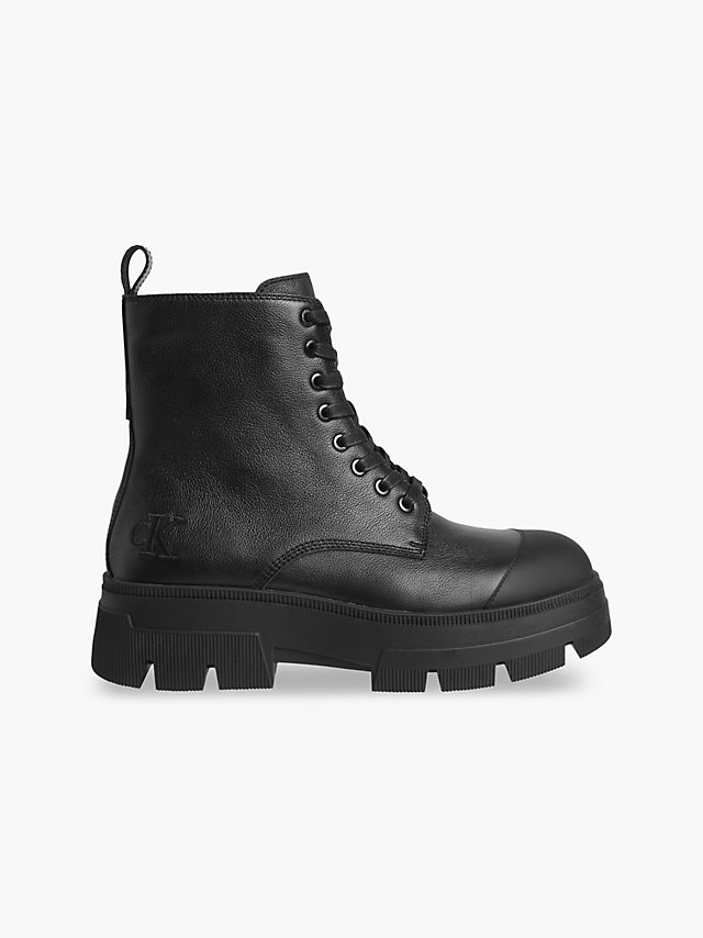 Black Leather Chunky Boots undefined men Calvin Klein