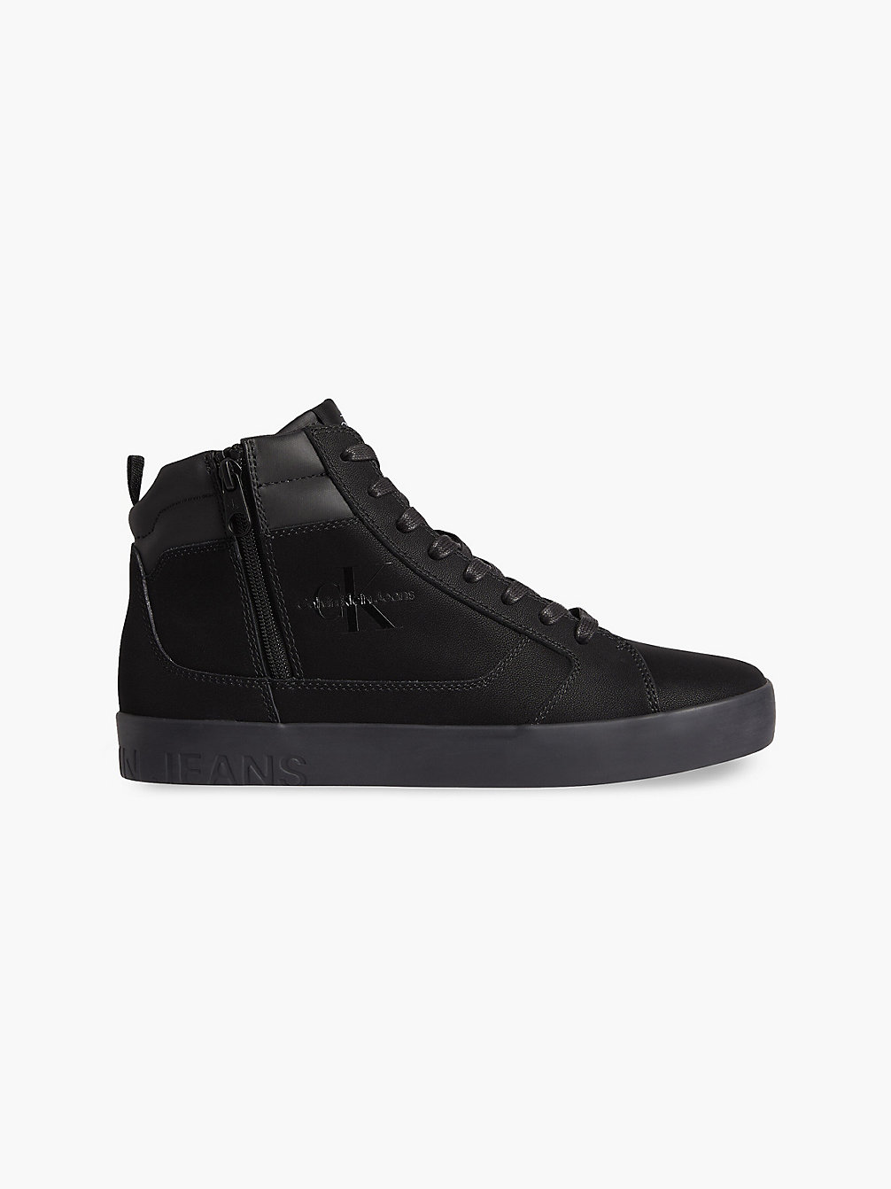 TRIPLE BLACK Leather High-Top Trainers undefined men Calvin Klein