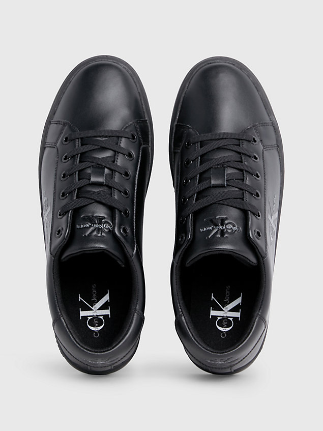 black skórzane tenisówki dla mężczyźni - calvin klein jeans