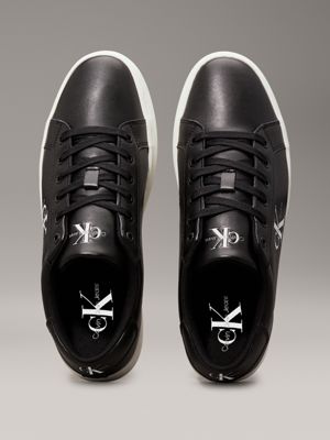 Calvin klein clearance black leather trainers