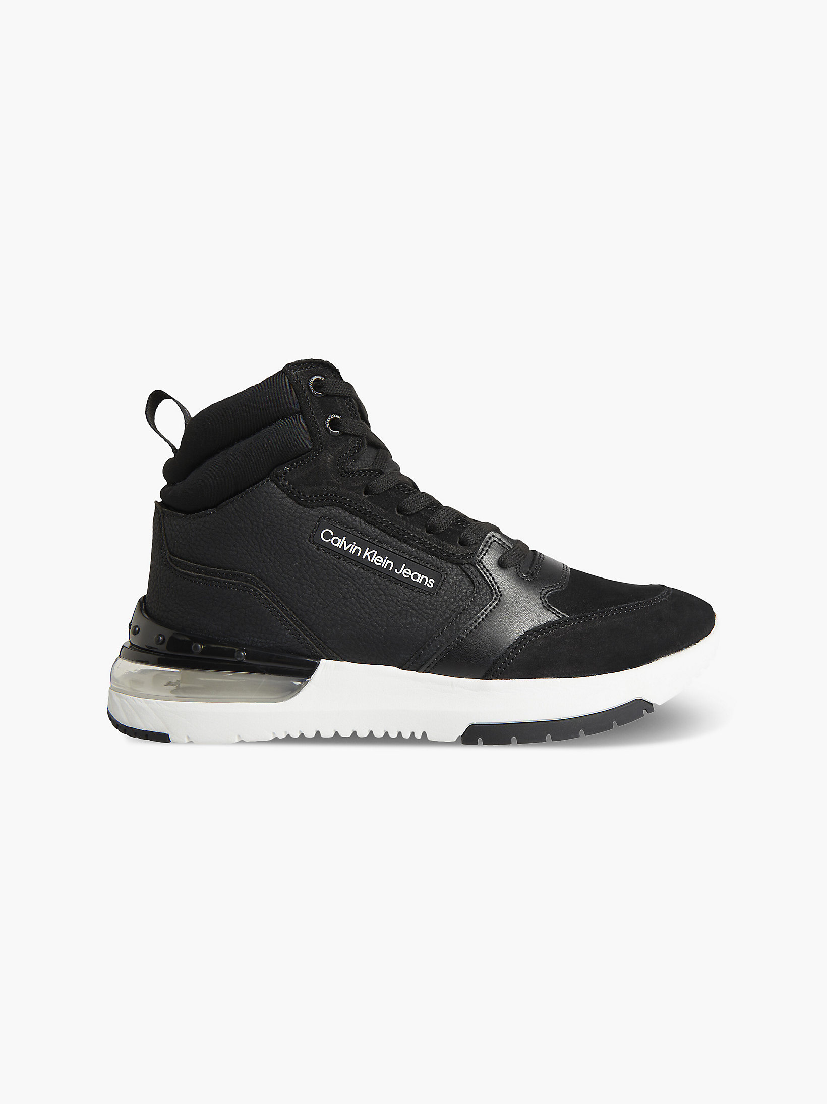 Black Leather High-Top Trainers undefined men Calvin Klein