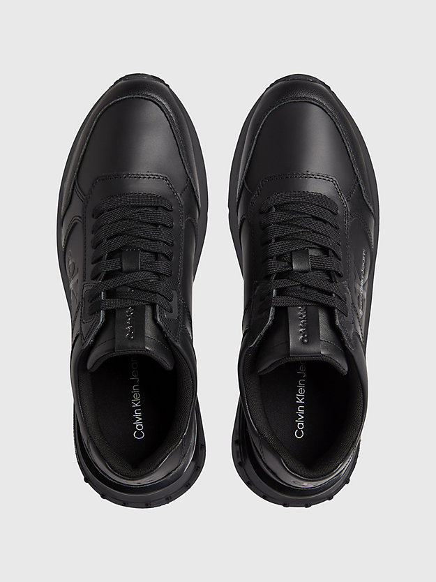 TRIPLE BLACK Leather Chunky Trainers for men CALVIN KLEIN JEANS
