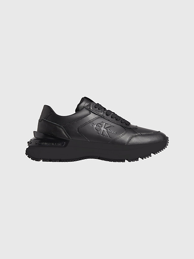 TRIPLE BLACK Leather Chunky Trainers for men CALVIN KLEIN JEANS