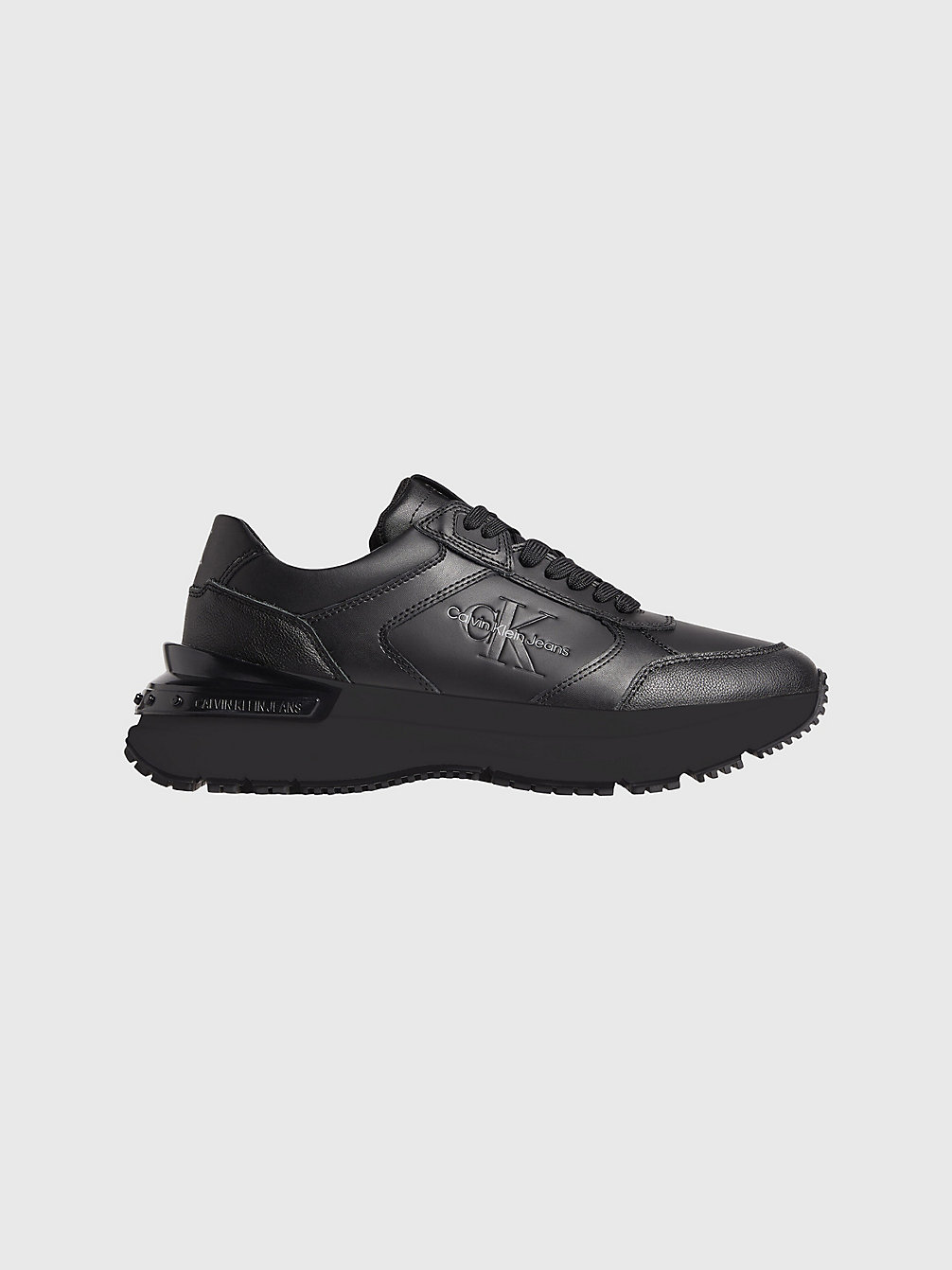 TRIPLE BLACK Leather Chunky Trainers undefined men Calvin Klein