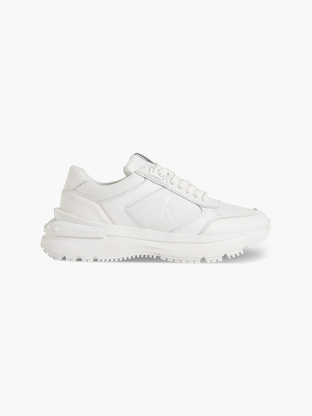 TRIPLE WHITE Leather Chunky Trainers undefined men Calvin Klein