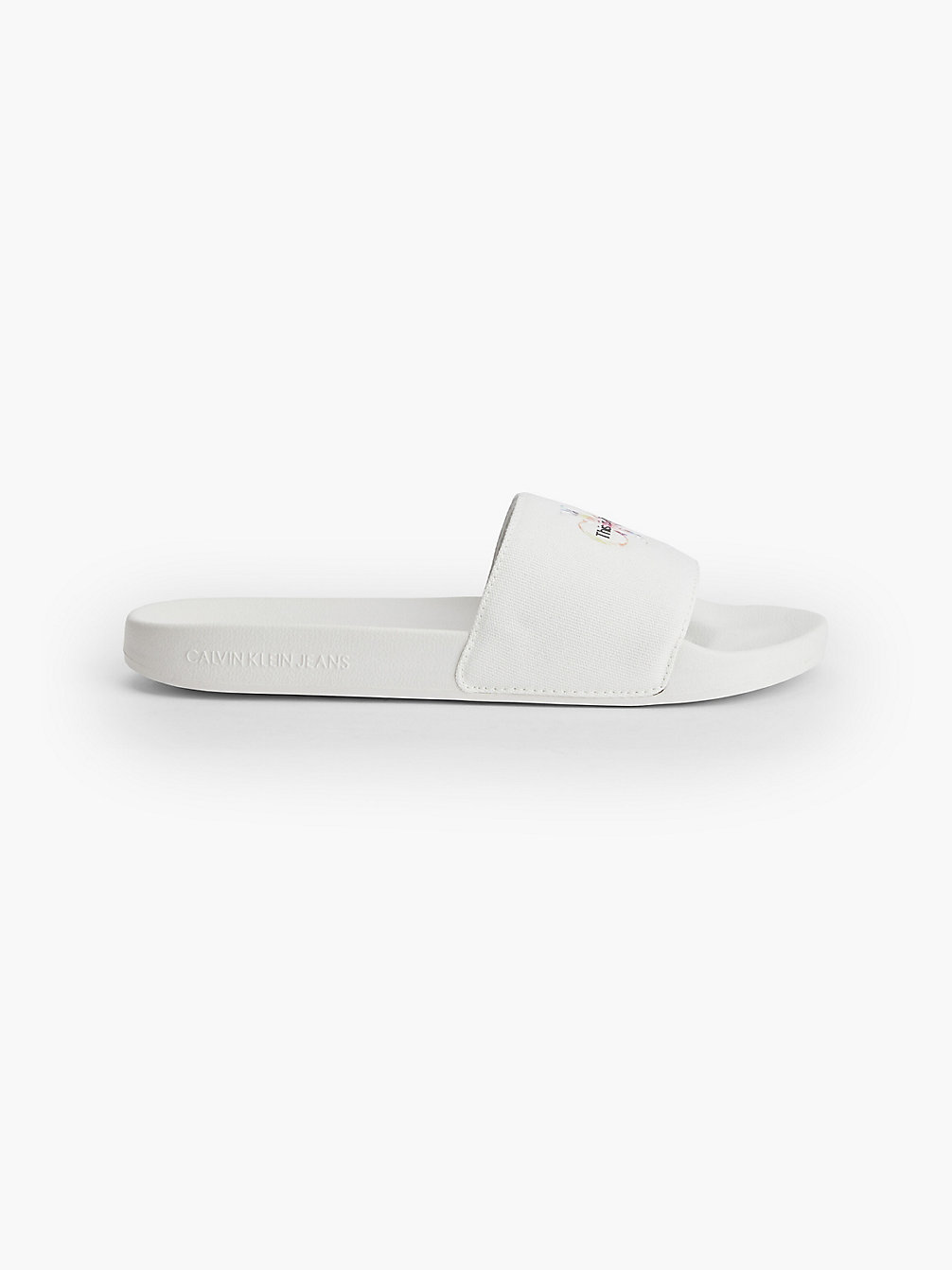 BRIGHT WHITE Recycled Canvas Sliders - Pride undefined men Calvin Klein