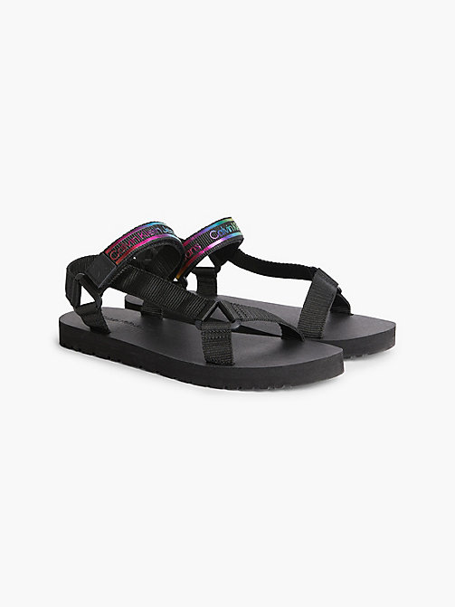 Heren Schoenen voor voor Sandalen badslippers en teenslippers voor Leren sandalen Bespaar 26% Calvin Klein Denim Huisschoenen Met Logo in het Zwart voor heren 
