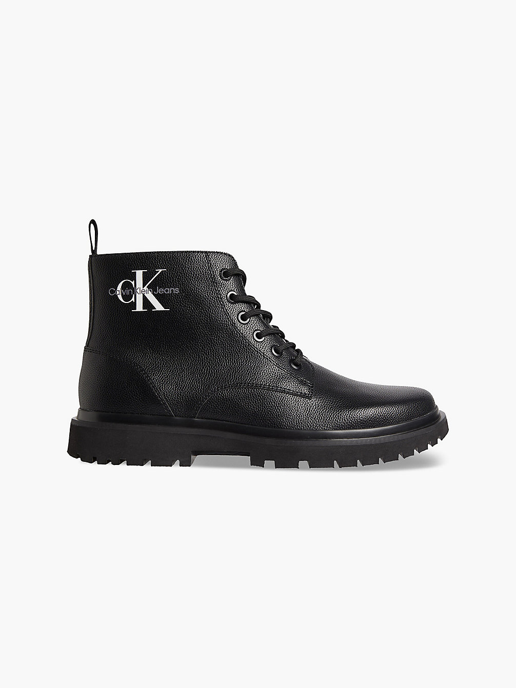 BLACK Leather Boots undefined men Calvin Klein