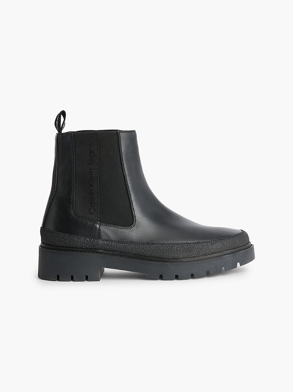 BLACK Leather Chelsea Boots undefined men Calvin Klein
