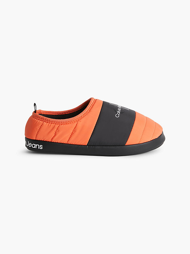 CORAL ORANGE Recycled Quilted Slippers for men CALVIN KLEIN JEANS