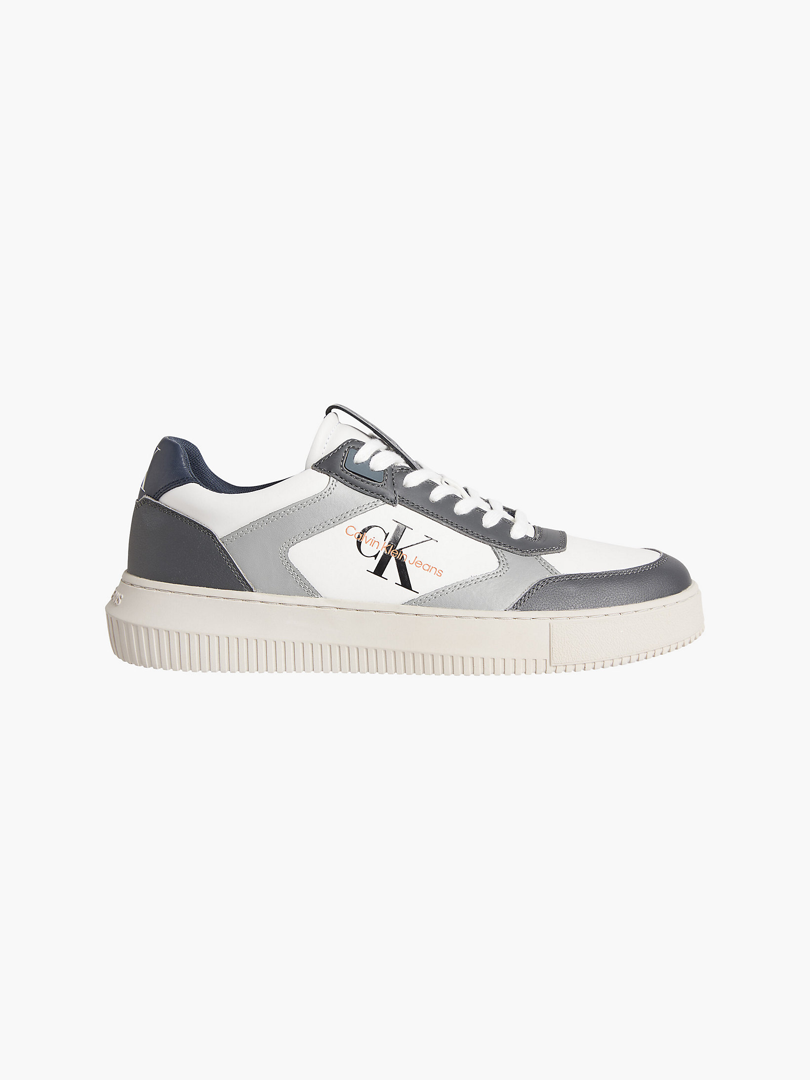 White/grey Leather Trainers undefined men Calvin Klein