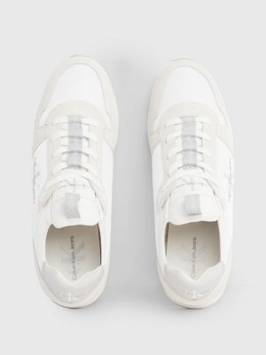 triple bright white suede trainers for men calvin klein jeans