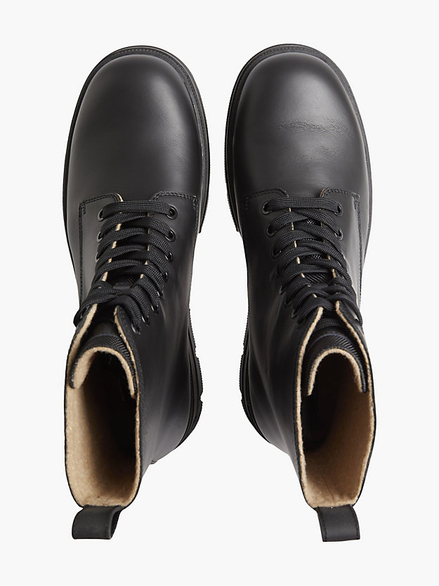 BLACK Leather Chunky Boots for men CALVIN KLEIN JEANS